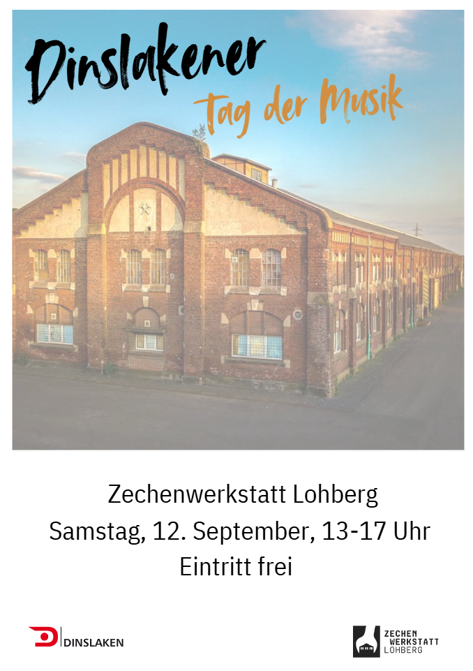 Plakat Tag der Musik mit Außenansicht der Zechenwerkstatt
